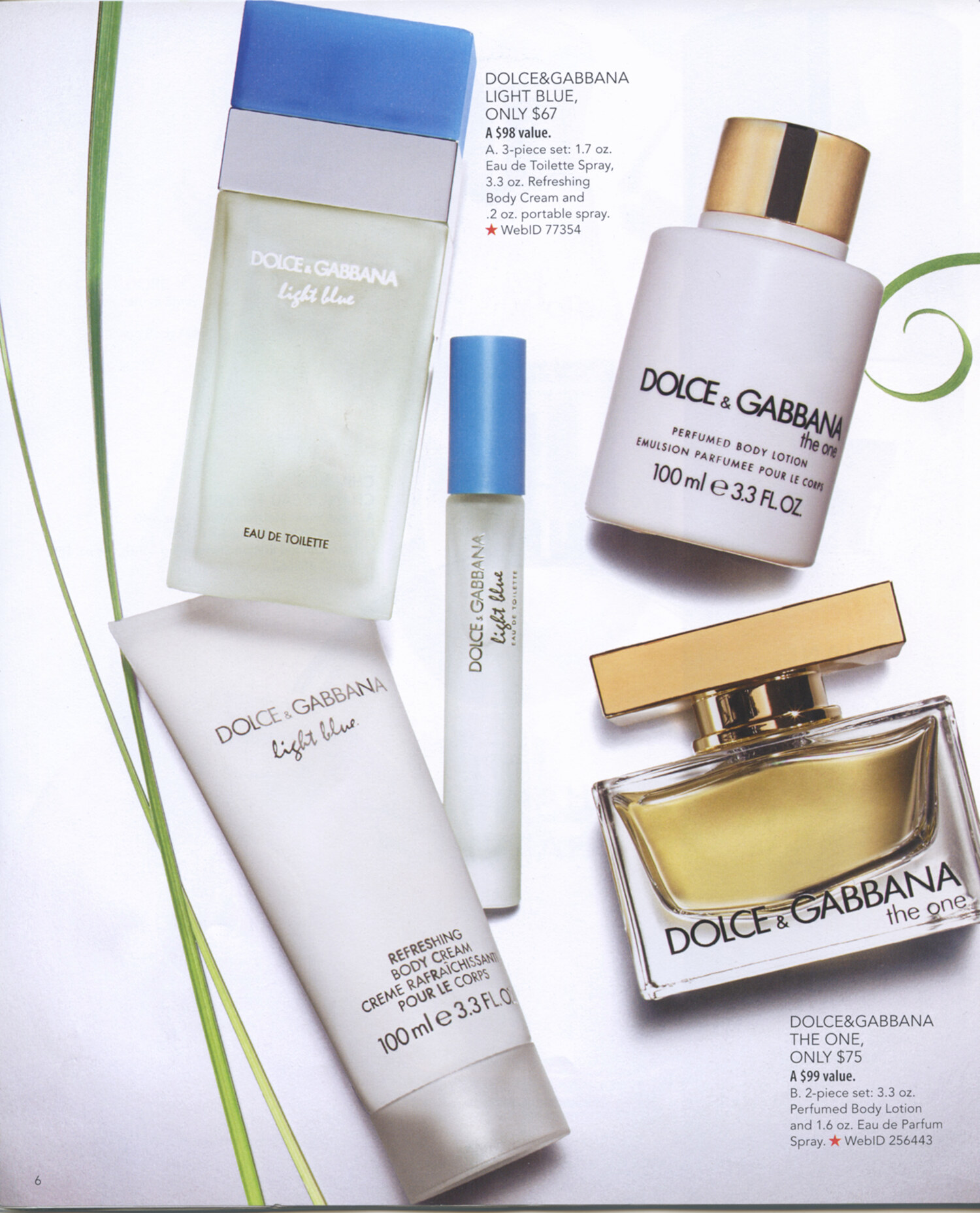 National advertising tear sheet for Dolce & Gabbana Light Blue and The One fragrances, Macy's print campaign. Brand campaign photography by Jason Guffy.