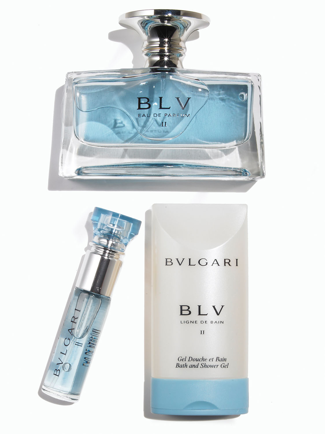 BVLGARI women's fragrance bottle luxury perfume product photography on a clean white background. Jason Guffy on-white photographer, San Diego.