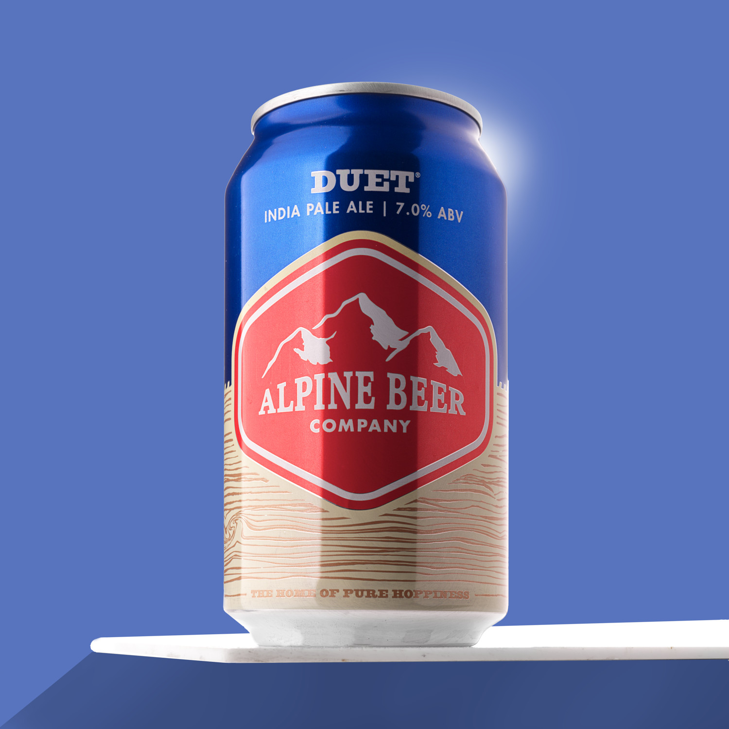 Alpine Beer Company Duet craft beer can product photography, San Diego craft beer advertising. Studio product photography by Jason Guffy.