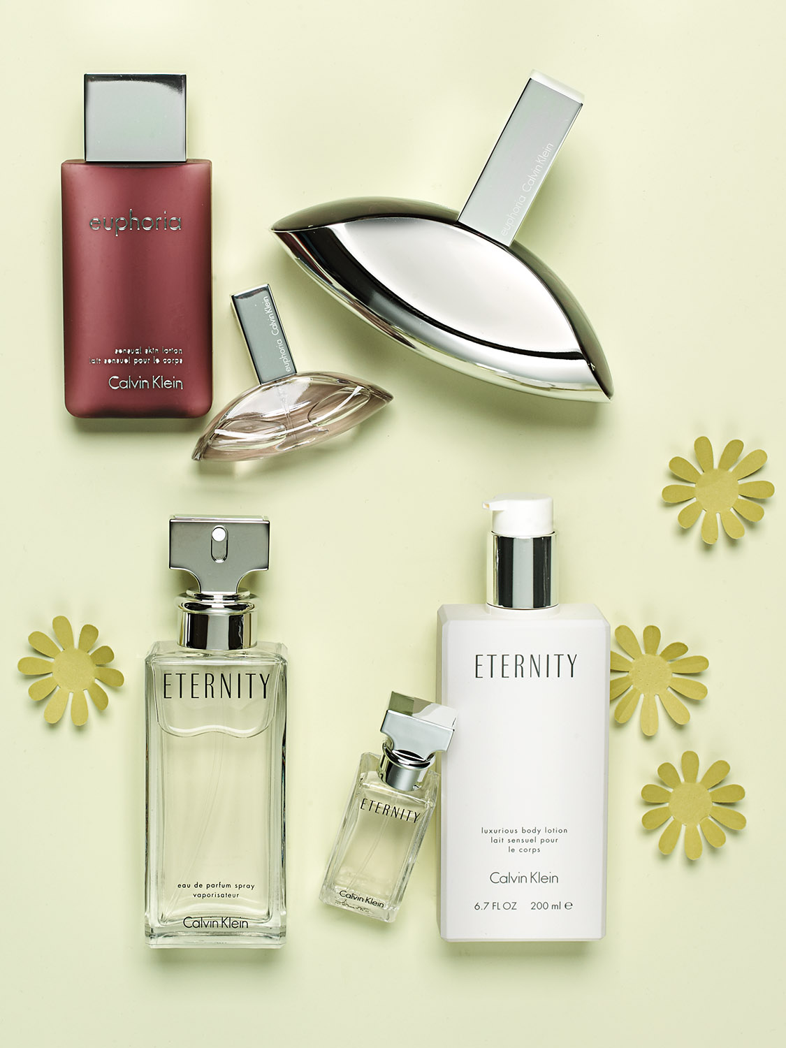 Calvin Klein Eternity fragrance bottle luxury perfume product photography for advertising. Jason Guffy Photography.