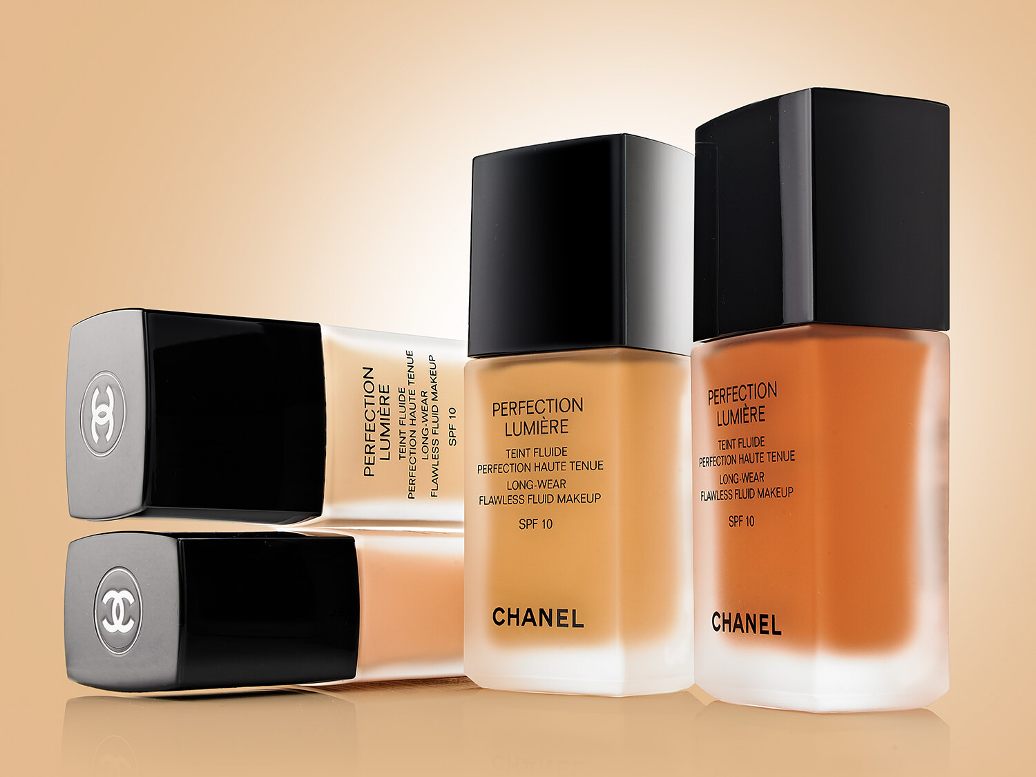 Chanel luxury skincare product collection photography for beauty advertising. Product photography by Jason Guffy, San Diego.