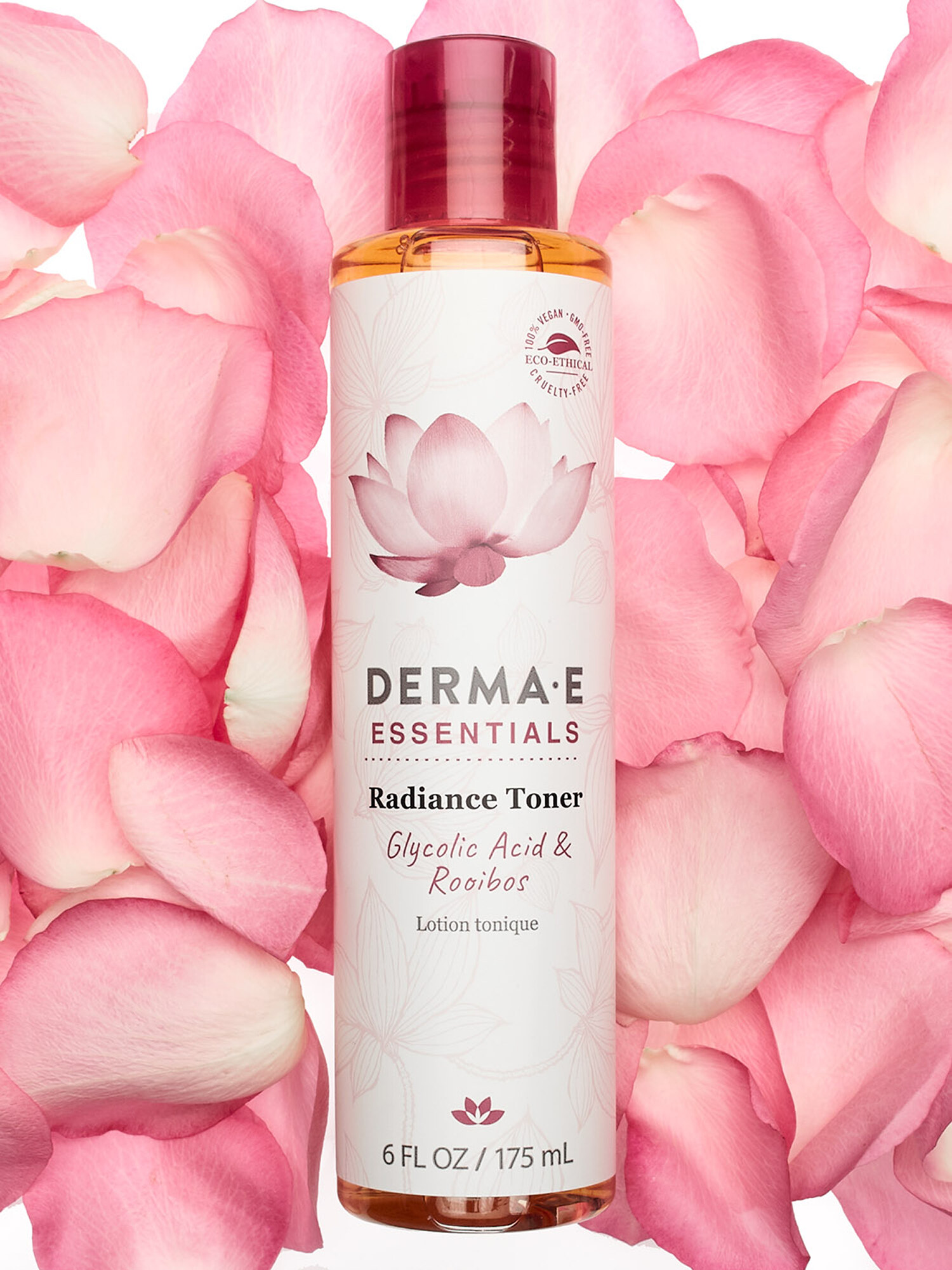 Derma-E radiance toner skincare product photography for beauty and skincare advertising. Beauty advertising photography by Jason Guffy.