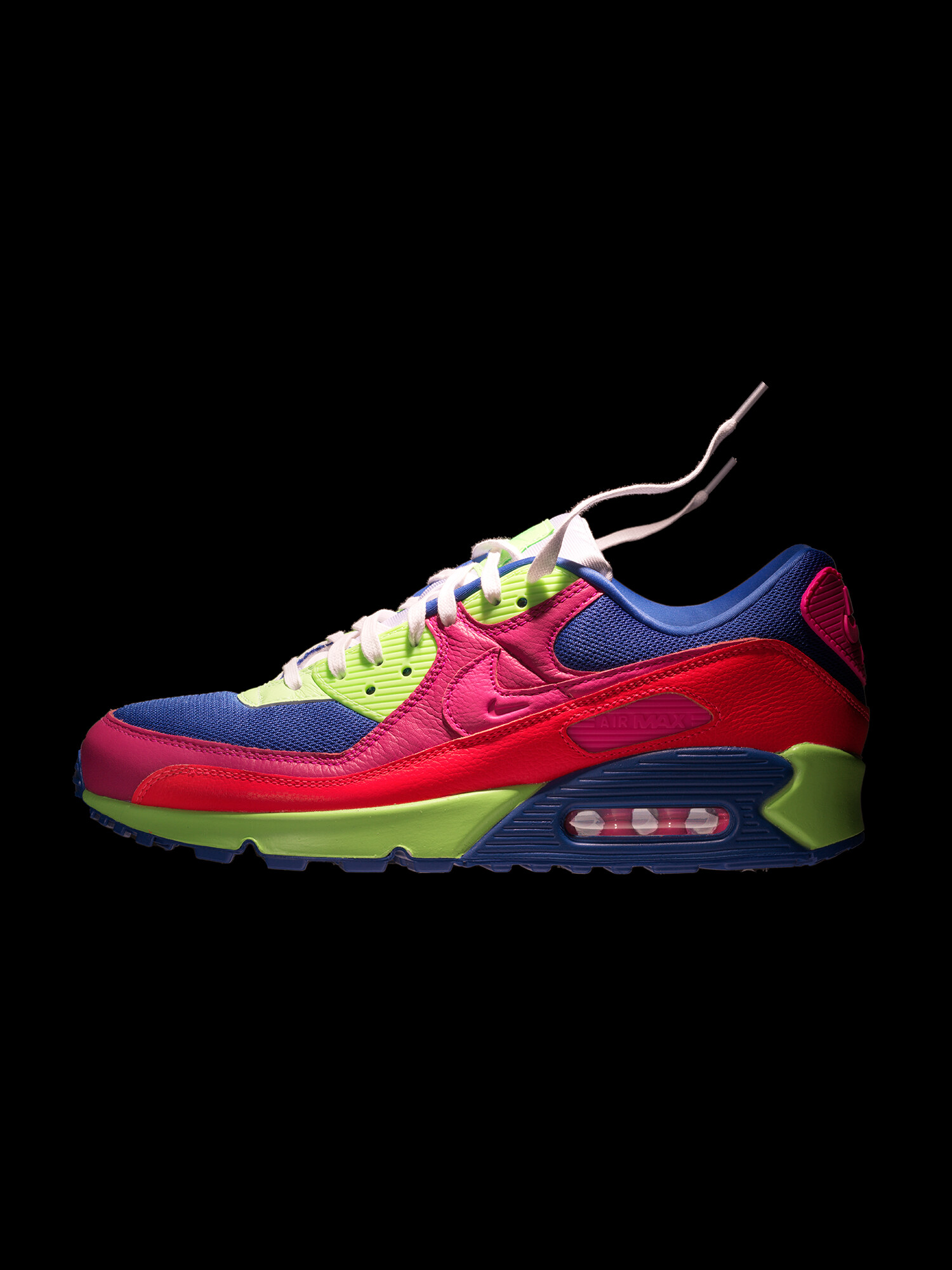 Nike Air Max running shoes in custom colorway, athletic footwear commercial product photography. Product photography by Jason Guffy, San Diego.