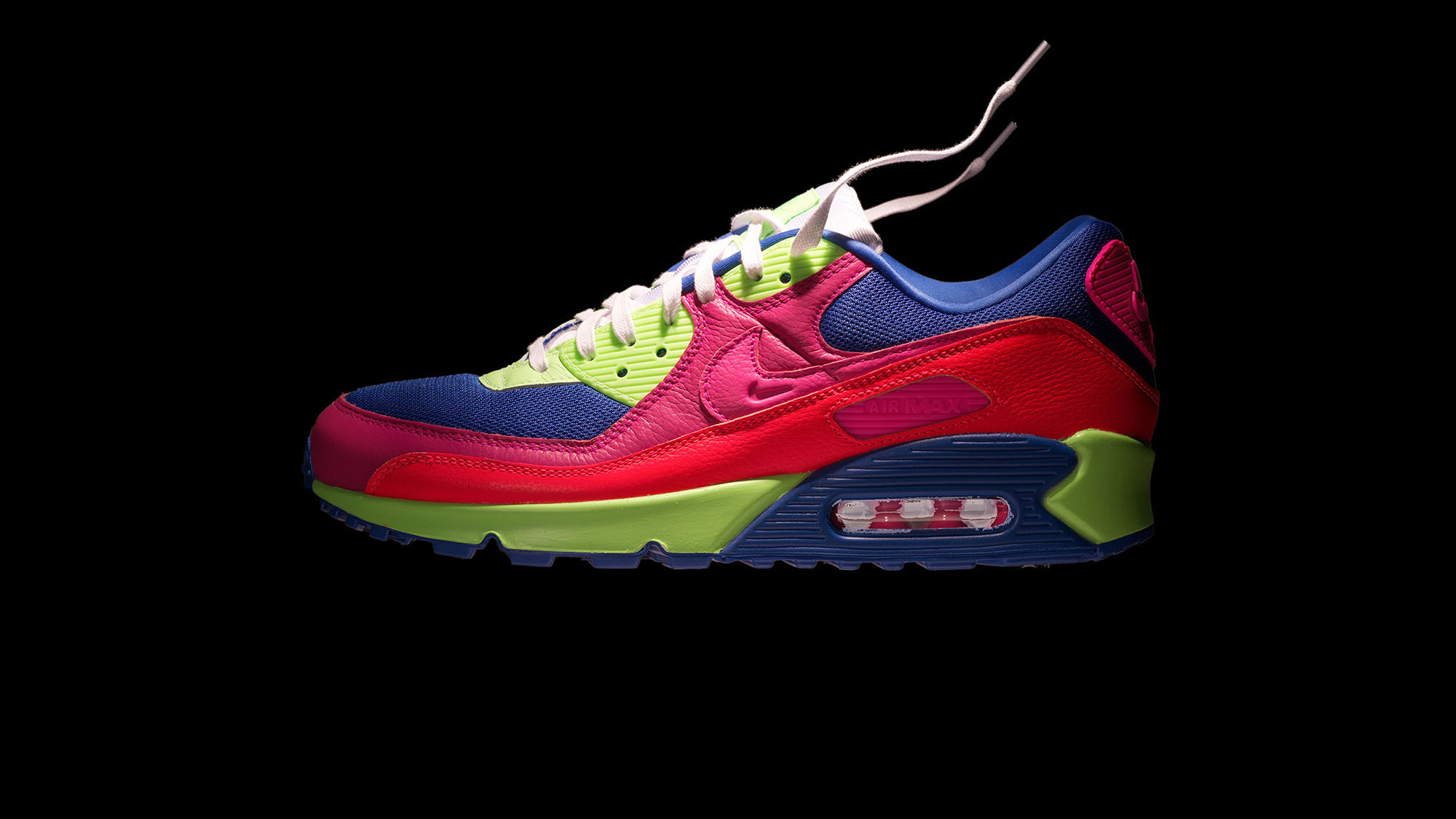 Nike Air Max running shoes in custom colorway, athletic footwear commercial product photography. Commercial product photography, San Diego.